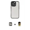 MARSİLYAN™- iPhone 16 Pro Max Kılıf Ahenk Çizgi Serisi - Siyah Buffer Cam Ekran Koruyucu + Gold PVD Metal Kamera Lens