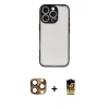 MARSİLYAN™- iPhone 16 Pro Max Kılıf Ahenk Çizgi Serisi - Siyah Buffer Cam Ekran Koruyucu + Pers Alüminyum Kamera Lens - CLTM