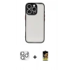 MARSİLYAN™- iPhone 16 Pro Max Kılıf Ahenk Çizgi Serisi - Siyah Buffer Cam Ekran Koruyucu + Pers Alüminyum Kamera Lens - GS