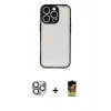 MARSİLYAN™- iPhone 16 Pro Max Kılıf Ahenk Çizgi Serisi - Siyah Buffer Cam Ekran Koruyucu + Pers Alüminyum Kamera Lens - GI