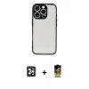 MARSİLYAN™- iPhone 16 Pro Max Kılıf Ahenk Çizgi Serisi - Siyah Buffer Cam Ekran Koruyucu + PVD Metal Kamera Lens - SH