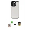MARSİLYAN™- iPhone 16 Pro Max Kılıf Ahenk Çizgi Serisi - Siyah Buffer Cam Ekran Koruyucu + Raze Metal Kamera Lens - NLGY