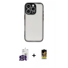 MARSİLYAN™- iPhone 16 Pro Max Kılıf Ahenk Çizgi Serisi - Siyah Buffer Cam Ekran Koruyucu + Siyah Bilvis Titan Kamera Lens