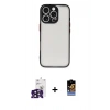 MARSİLYAN™- iPhone 16 Pro Max Kılıf Ahenk Çizgi Serisi - Siyah Buffer Hayalet Cam Ekran Koruyucu + Bilvis Titan Kamera Lens - SH