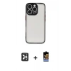 MARSİLYAN™- iPhone 16 Pro Max Kılıf Ahenk Çizgi Serisi - Siyah Buffer Hayalet Cam Ekran Koruyucu + PVD Metal Kamera Lens - SH