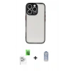MARSİLYAN™- iPhone 16 Pro Max Kılıf Ahenk Çizgi Serisi - Siyah Joko Magic 5D Cam + Beyaz Raze Metal Kamera Lens