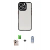MARSİLYAN™- iPhone 16 Pro Max Kılıf Ahenk Çizgi Serisi - Siyah Joko Magic 5D Cam + Natural Grey Raze Metal Kamera Lens