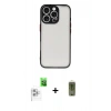 MARSİLYAN™- iPhone 16 Pro Max Kılıf Ahenk Çizgi Serisi - Siyah Joko Magic 5D Hayalet Cam + Raze Metal Kamera Lens - BZ