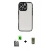 MARSİLYAN™- iPhone 16 Pro Max Kılıf Ahenk Çizgi Serisi - Siyah Joko Magic 5D Hayalet Cam + Raze Metal Kamera Lens - SH