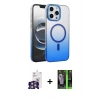 MARSİLYAN™- iPhone 16 Pro Max Kılıf Ahenk Doku Özel Seri - Şeffaf 360 Full Body Arka Koruyucu + Bilvis Titan Kamera Lens - GS