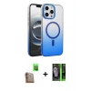 MARSİLYAN™- iPhone 16 Pro Max Kılıf Ahenk Doku Özel Seri - Şeffaf 360 Full Body Arka Koruyucu + Raze Metal Kamera Lens - CLTM