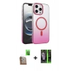 MARSİLYAN™- iPhone 16 Pro Max Kılıf Ahenk Doku Özel Seri - Şeffaf 360 Full Body Arka Koruyucu + Raze Metal Kamera Lens - CLTM