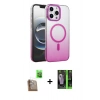 MARSİLYAN™- iPhone 16 Pro Max Kılıf Ahenk Doku Özel Seri - Şeffaf 360 Full Body Arka Koruyucu + Raze Metal Kamera Lens - CLTM