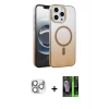 MARSİLYAN™- iPhone 16 Pro Max Kılıf Ahenk Doku Özel Seri - Şeffaf 360 Full Body Arka Koruyucu + Pers Alüminyum Kamera Lens - GS