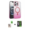 MARSİLYAN™- iPhone 16 Pro Max Kılıf Ahenk Doku Özel Seri - Şeffaf 360 Full Body Arka Koruyucu + Raze Metal Kamera Lens - NLGY