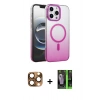 MARSİLYAN™- iPhone 16 Pro Max Kılıf Ahenk Doku Özel Seri - Şeffaf 360 Full Body Arka Koruyucu + Pers Alüminyum Kamera Lens - CLTM