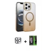 MARSİLYAN™- iPhone 16 Pro Max Kılıf Ahenk Doku Özel Seri - Şeffaf 360 Full Body Arka Koruyucu + Pers Alüminyum Kamera Lens - GI