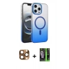 MARSİLYAN™- iPhone 16 Pro Max Kılıf Ahenk Doku Özel Seri - Şeffaf 360 Full Body Arka Koruyucu + Pers Alüminyum Kamera Lens - CLTM