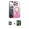 MARSİLYAN™- iPhone 16 Pro Max Kılıf Ahenk Doku Özel Seri - Şeffaf 360 Full Body Arka Koruyucu + PVD Metal Kamera Lens - SH