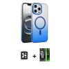 MARSİLYAN™- iPhone 16 Pro Max Kılıf Ahenk Doku Özel Seri - Şeffaf 360 Full Body Arka Koruyucu + PVD Metal Kamera Lens - SH