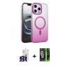 MARSİLYAN™- iPhone 16 Pro Max Kılıf Ahenk Doku Özel Seri - Şeffaf 360 Full Body Arka Koruyucu + Bilvis Titan Kamera Lens - SH