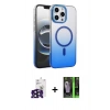 MARSİLYAN™- iPhone 16 Pro Max Kılıf Ahenk Doku Özel Seri - Şeffaf 360 Full Body Arka Koruyucu + Bilvis Titan Kamera Lens - SH