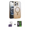 MARSİLYAN™- iPhone 16 Pro Max Kılıf Ahenk Doku Özel Seri - Şeffaf 360 Full Body Arka Koruyucu + Bilvis Titan Kamera Lens - SH
