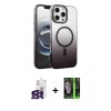 MARSİLYAN™- iPhone 16 Pro Max Kılıf Ahenk Doku Özel Seri - Şeffaf 360 Full Body Arka Koruyucu + Bilvis Titan Kamera Lens - SH
