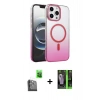 MARSİLYAN™- iPhone 16 Pro Max Kılıf Ahenk Doku Özel Seri - Şeffaf 360 Full Body Arka Koruyucu + Raze Metal Kamera Lens - SH