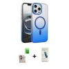 MARSİLYAN™- iPhone 16 Pro Max Kılıf Ahenk Doku Özel Seri - Şeffaf Pasifik Cam Ekran Koruyucu + Raze Metal Kamera Lens - NLGY