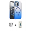 MARSİLYAN™- iPhone 16 Pro Max Kılıf Ahenk Doku Özel Seri - Şeffaf Pasifik Cam Ekran Koruyucu + Pers Alüminyum Kamera Lens - GS