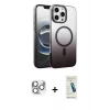 MARSİLYAN™- iPhone 16 Pro Max Kılıf Ahenk Doku Özel Seri - Şeffaf Pasifik Cam Ekran Koruyucu + Pers Alüminyum Kamera Lens - GS