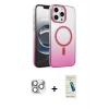 MARSİLYAN™- iPhone 16 Pro Max Kılıf Ahenk Doku Özel Seri - Şeffaf Pasifik Cam Ekran Koruyucu + Pers Alüminyum Kamera Lens - GS