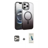 MARSİLYAN™- iPhone 16 Pro Max Kılıf Ahenk Doku Özel Seri - Şeffaf Pasifik Cam Ekran Koruyucu + PVD Metal Kamera Lens - GD