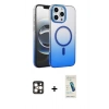 MARSİLYAN™- iPhone 16 Pro Max Kılıf Ahenk Doku Özel Seri - Şeffaf Pasifik Cam Ekran Koruyucu + PVD Metal Kamera Lens - GD