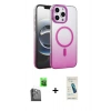 MARSİLYAN™- iPhone 16 Pro Max Kılıf Ahenk Doku Özel Seri - Şeffaf Pasifik Cam Ekran Koruyucu + Siyah Raze Metal Kamera Lens