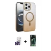 MARSİLYAN™- iPhone 16 Pro Max Kılıf Ahenk Doku Özel Seri - Siyah 360 Mat Full Body Arka Koruyucu + Bilvis Titan Kamera Lens - TMGI