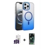 MARSİLYAN™- iPhone 16 Pro Max Kılıf Ahenk Doku Özel Seri - Siyah 360 Mat Full Body Arka Koruyucu + Bilvis Titan Kamera Lens - GS