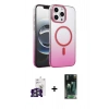 MARSİLYAN™- iPhone 16 Pro Max Kılıf Ahenk Doku Özel Seri - Siyah 360 Mat Full Body Arka Koruyucu + Bilvis Titan Kamera Lens - GS