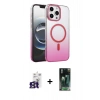 MARSİLYAN™- iPhone 16 Pro Max Kılıf Ahenk Doku Özel Seri - Siyah 360 Mat Full Body Arka Koruyucu + Bilvis Titan Kamera Lens - TMGI
