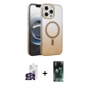 MARSİLYAN™- iPhone 16 Pro Max Kılıf Ahenk Doku Özel Seri - Siyah 360 Mat Full Body Arka Koruyucu + Bilvis Titan Kamera Lens - GS