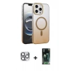 MARSİLYAN™- iPhone 16 Pro Max Kılıf Ahenk Doku Özel Seri - Siyah 360 Mat Full Body Arka Koruyucu + Gri Pers Alüminyum Kamera Lens