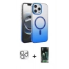 MARSİLYAN™- iPhone 16 Pro Max Kılıf Ahenk Doku Özel Seri - Siyah 360 Mat Full Body Arka Koruyucu + Pers Alüminyum Kamera Lens - GS