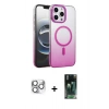 MARSİLYAN™- iPhone 16 Pro Max Kılıf Ahenk Doku Özel Seri - Siyah 360 Mat Full Body Arka Koruyucu + Pers Alüminyum Kamera Lens - GS