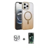 MARSİLYAN™- iPhone 16 Pro Max Kılıf Ahenk Doku Özel Seri - Siyah 360 Mat Full Body Arka Koruyucu + Pers Alüminyum Kamera Lens - GS