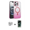 MARSİLYAN™- iPhone 16 Pro Max Kılıf Ahenk Doku Özel Seri - Siyah 360 Mat Full Body Arka Koruyucu + Pers Alüminyum Kamera Lens - GS