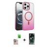 MARSİLYAN™- iPhone 16 Pro Max Kılıf Ahenk Doku Özel Seri - Siyah 360 Mat Full Body Arka Koruyucu + Raze Metal Kamera Lens - NLGY