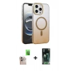 MARSİLYAN™- iPhone 16 Pro Max Kılıf Ahenk Doku Özel Seri - Siyah 360 Mat Full Body Arka Koruyucu + Raze Metal Kamera Lens - NLGY