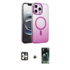 MARSİLYAN™- iPhone 16 Pro Max Kılıf Ahenk Doku Özel Seri - Siyah 360 Mat Full Body Arka Koruyucu + PVD Metal Kamera Lens - GD