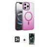 MARSİLYAN™- iPhone 16 Pro Max Kılıf Ahenk Doku Özel Seri - Siyah 360 Mat Full Body Arka Koruyucu + PVD Metal Kamera Lens - SH